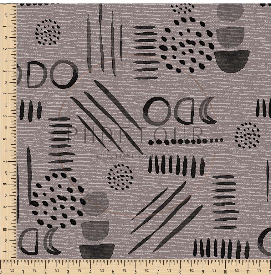 PREORDER - Neutral Abstract Black on Handwoven Texture Mushroom - 1541 - Choose Your Base