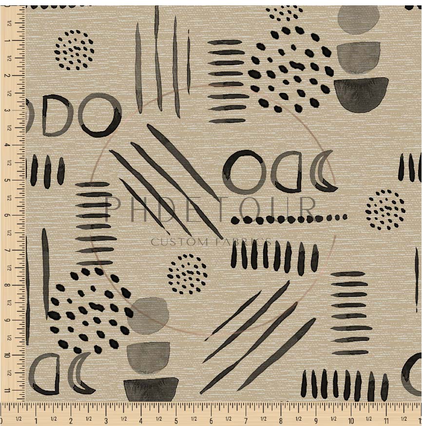 PREORDER - Neutral Abstract Black on Handwoven Texture Sand - 1545 - Choose Your Base