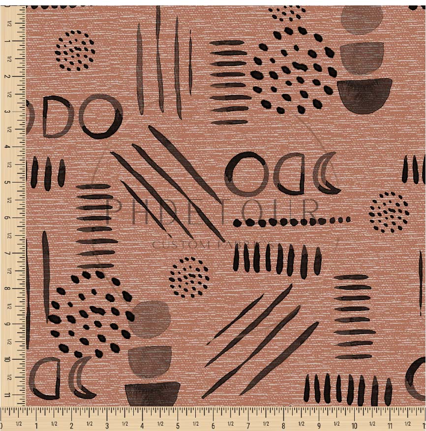 PREORDER - Neutral Abstract Black on Handwoven Texture Terra Cotta - 1547 - Choose Your Base