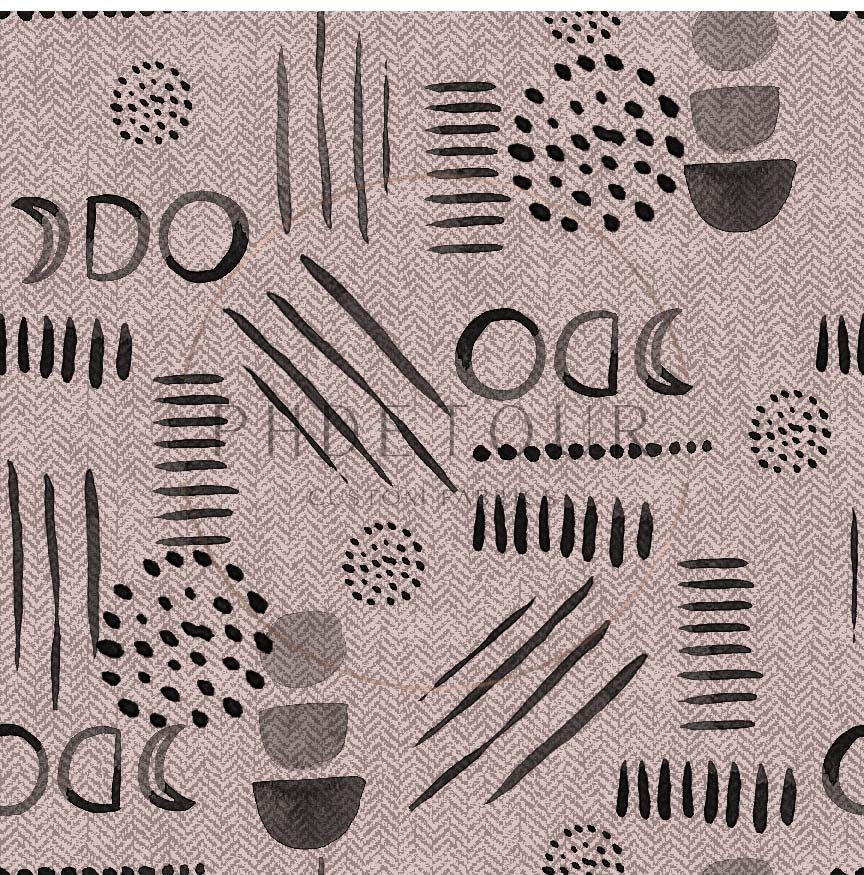 PREORDER - Neutral Abstract Black on Herringbone Texture Clay - 1549 - Choose Your Base