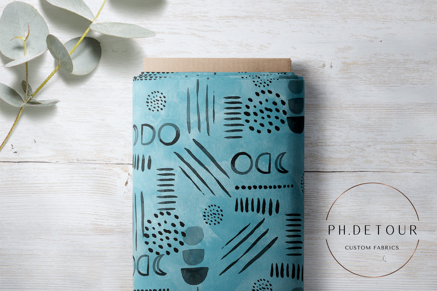 PREORDER - Neutral Abstract Black on Watercolor Aqua - 1585 - Choose Your Base