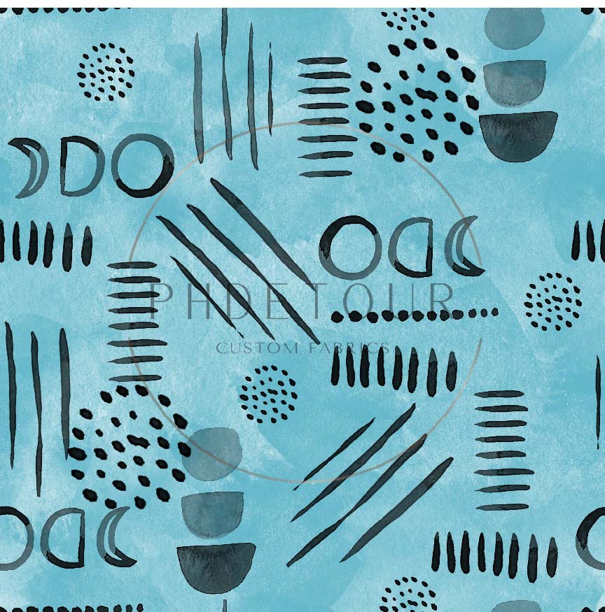 PREORDER - Neutral Abstract Black on Watercolor Aqua - 1585 - Choose Your Base