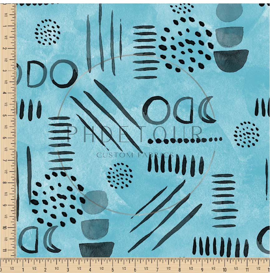 PREORDER - Neutral Abstract Black on Watercolor Aqua - 1585 - Choose Your Base