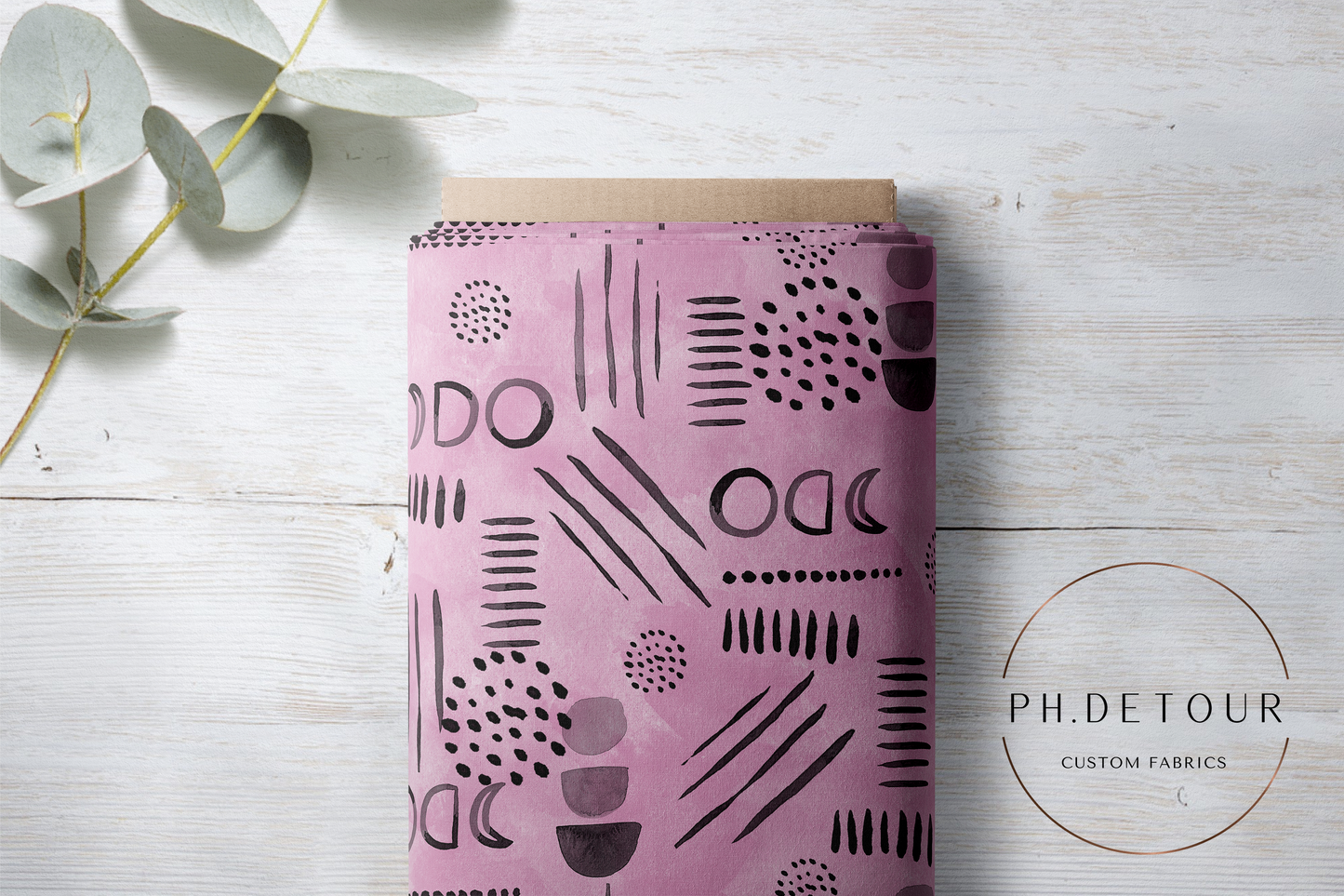 PREORDER - Neutral Abstract Black on Watercolor Bubblegum - 1589 - Choose Your Base