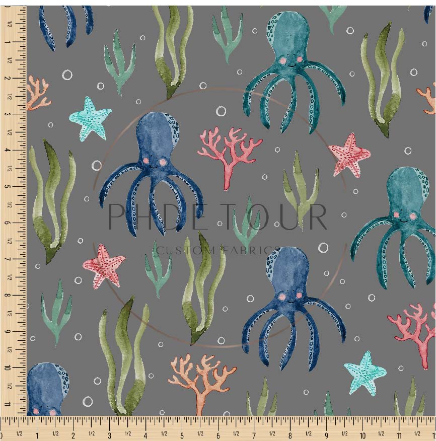 PREORDER - Octopuses on Charcoal - 1819 - Choose Your Base