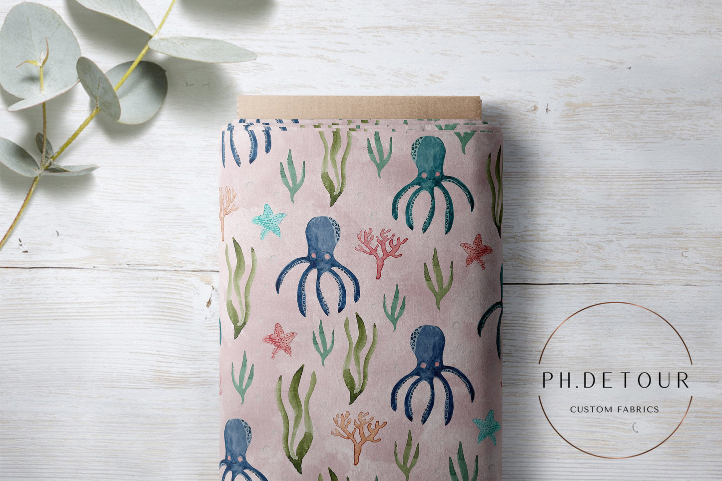 PREORDER - Octopuses on Watercolor Lotus - 1846 - Choose Your Base