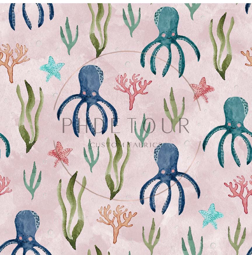 PREORDER - Octopuses on Watercolor Lotus - 1846 - Choose Your Base