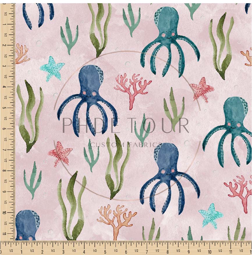 PREORDER - Octopuses on Watercolor Lotus - 1846 - Choose Your Base