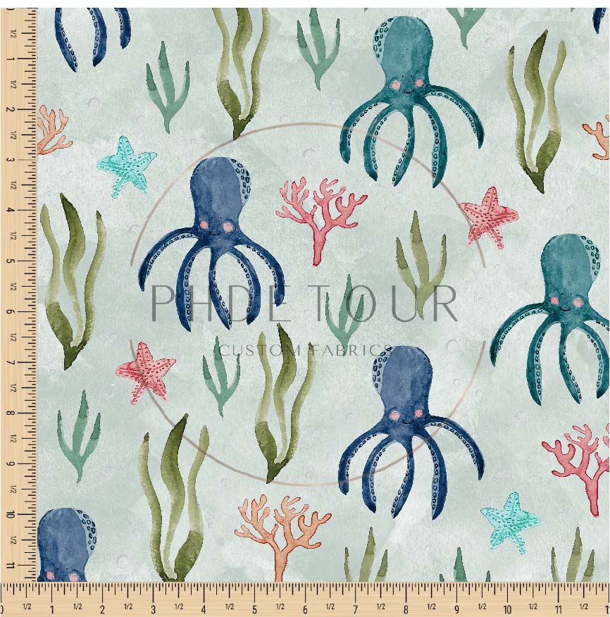 PREORDER - Octopuses on Watercolor Mist - 1847 - Choose Your Base