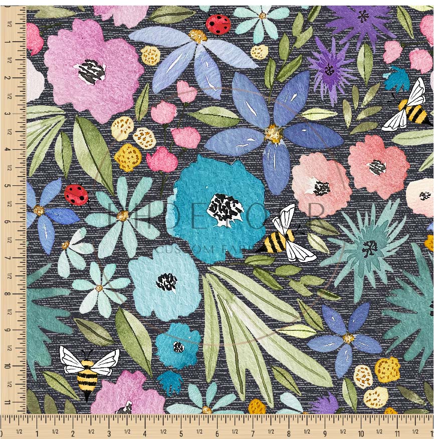 PREORDER - Watercolor Rainbow Floral on Handwoven Texture Slate - 3258 - Choose Your Base