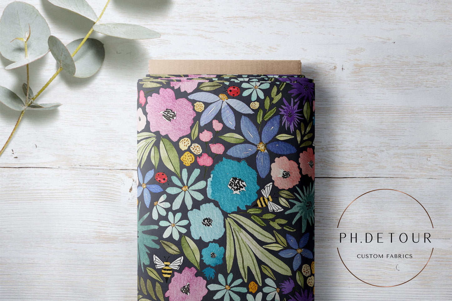 PREORDER - Watercolor Rainbow Floral on Slate - 3267 - Choose Your Base