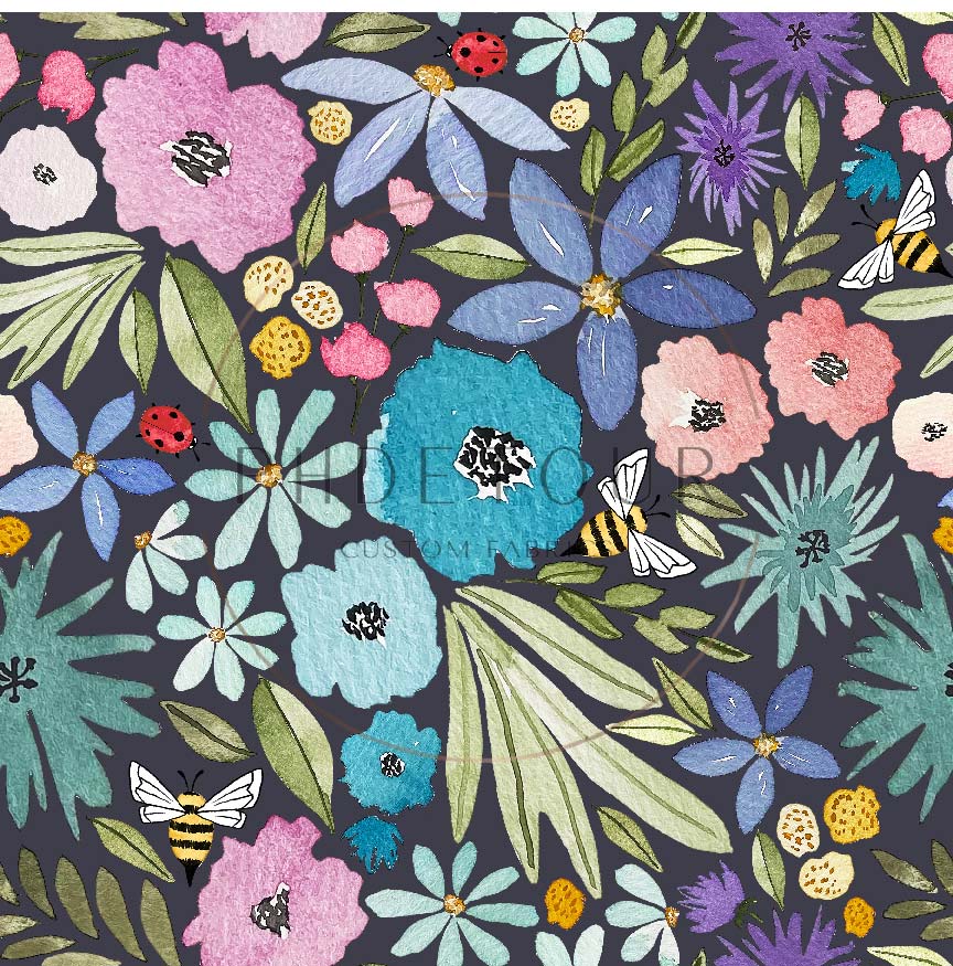 PREORDER - Watercolor Rainbow Floral on Slate - 3267 - Choose Your Base