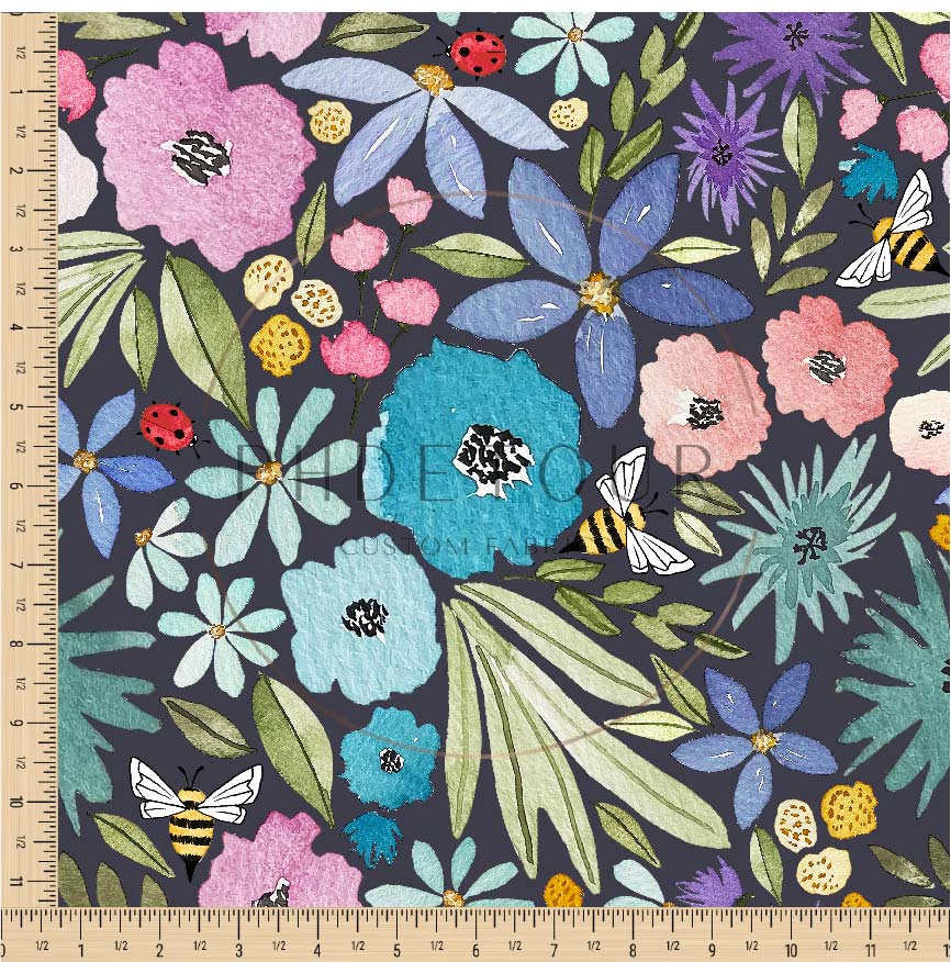 PREORDER - Watercolor Rainbow Floral on Slate - 3267 - Choose Your Base