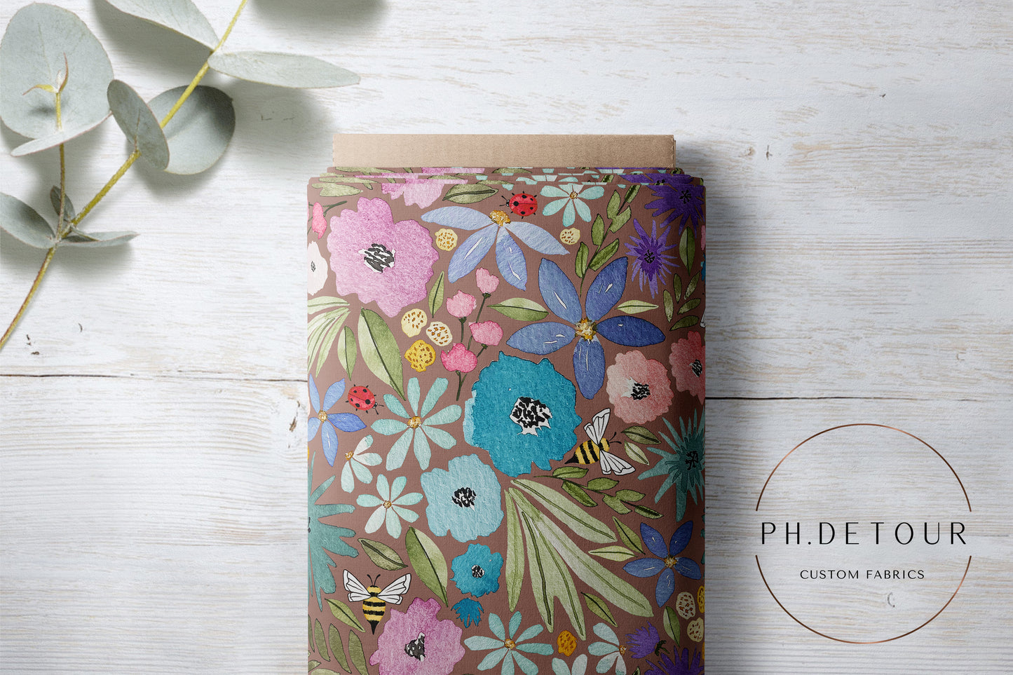 PREORDER - Watercolor Rainbow Floral on Taupe - 3270 - Choose Your Base