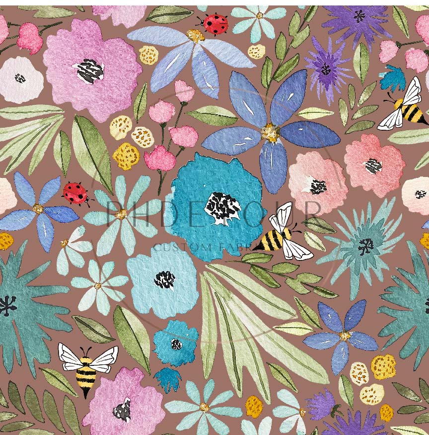PREORDER - Watercolor Rainbow Floral on Taupe - 3270 - Choose Your Base