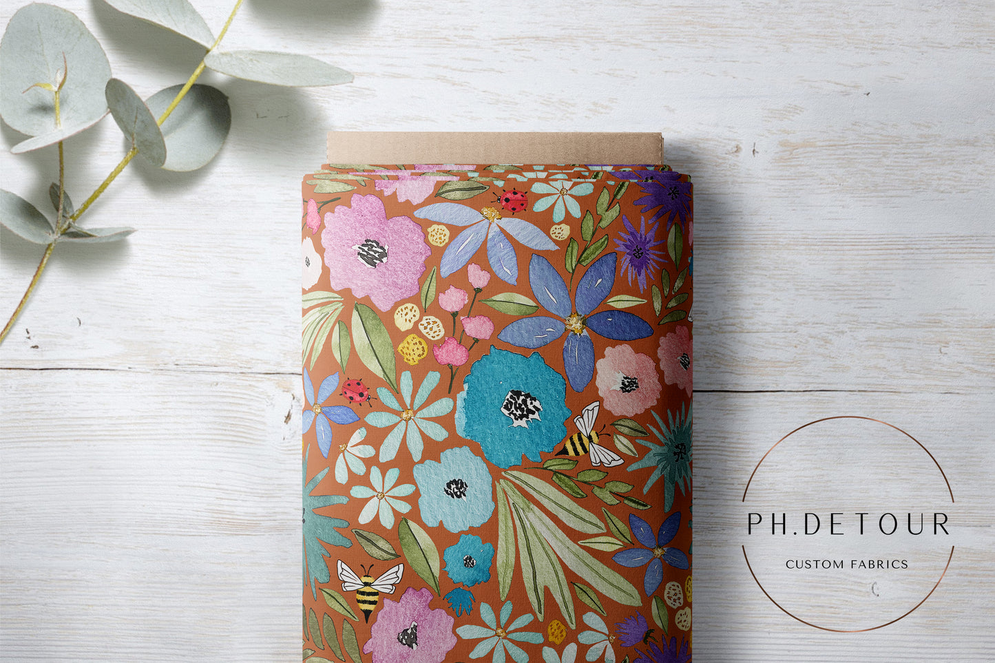 PREORDER - Watercolor Rainbow Floral on Walnut - 3273 - Choose Your Base
