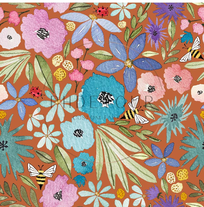 PREORDER - Watercolor Rainbow Floral on Walnut - 3273 - Choose Your Base