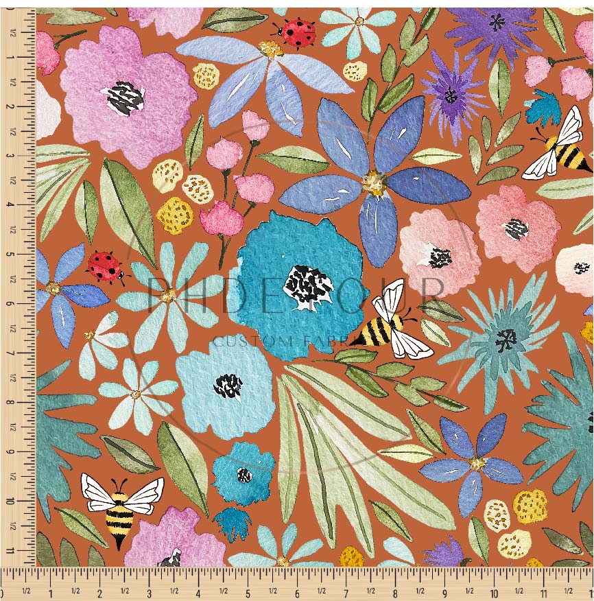 PREORDER - Watercolor Rainbow Floral on Walnut - 3273 - Choose Your Base