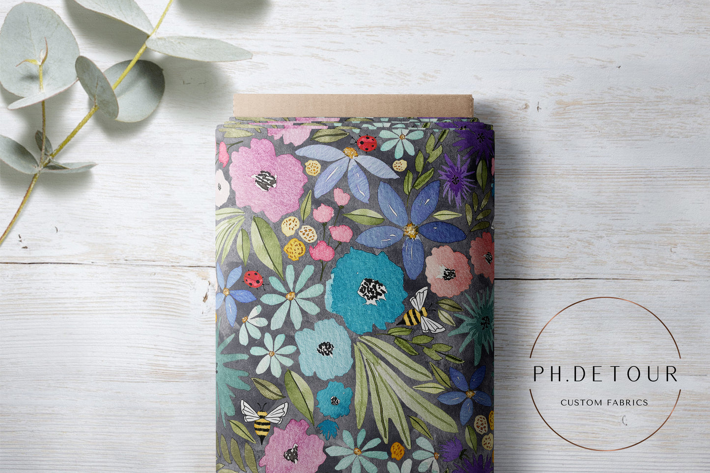 PREORDER - Watercolor Rainbow Floral on Watercolor Slate - 3278 - Choose Your Base