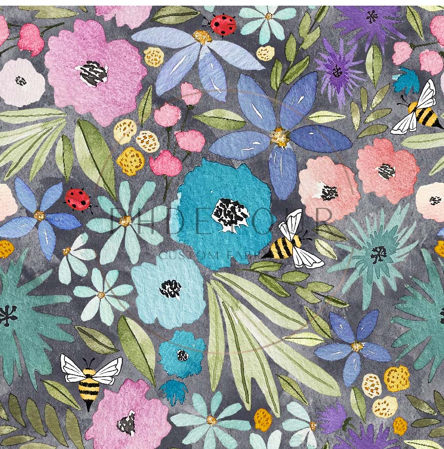 PREORDER - Watercolor Rainbow Floral on Watercolor Slate - 3278 - Choose Your Base