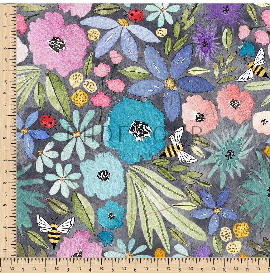 PREORDER - Watercolor Rainbow Floral on Watercolor Slate - 3278 - Choose Your Base