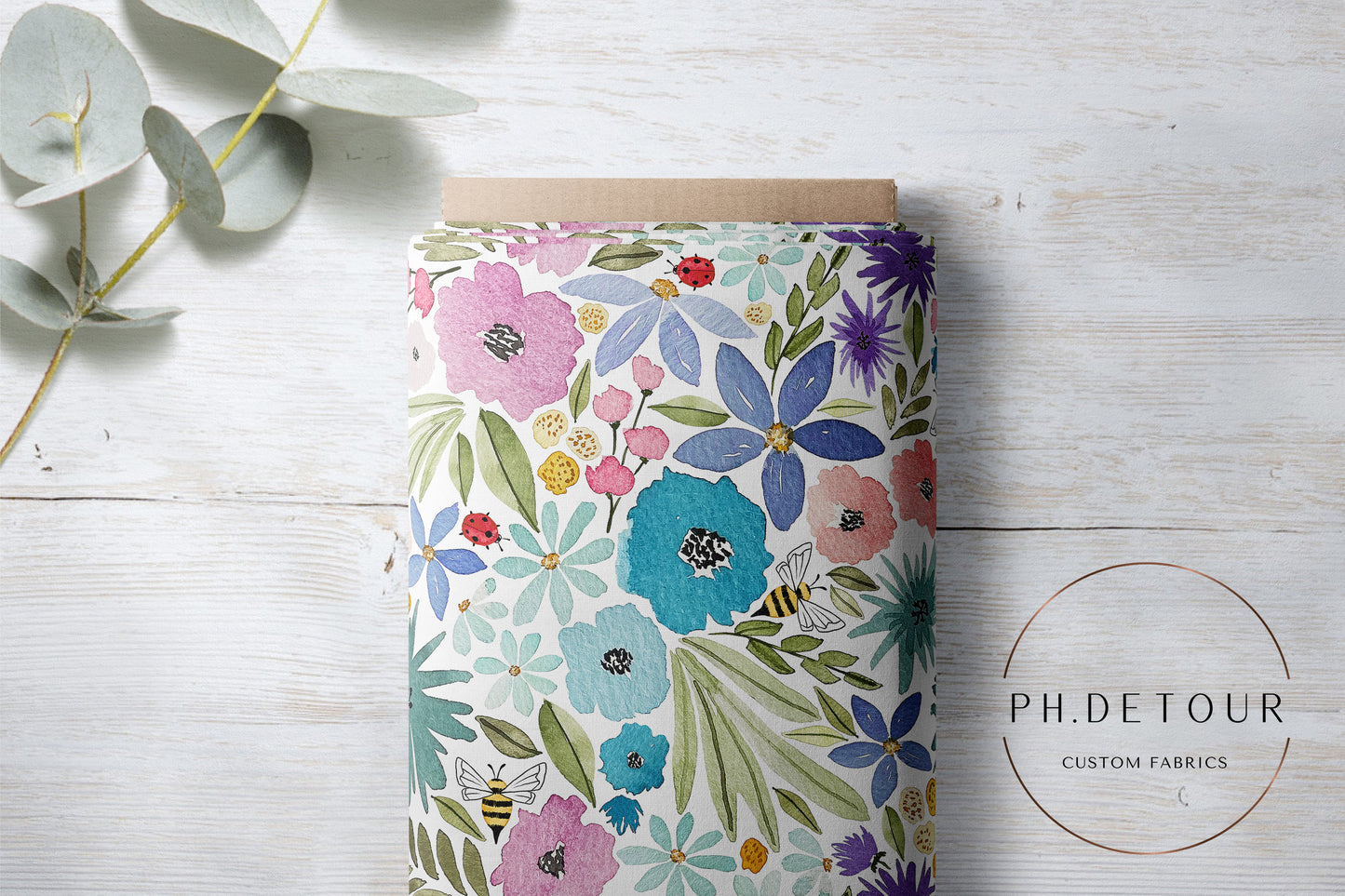 PREORDER - Watercolor Rainbow Floral on White - 3280 - Choose Your Base