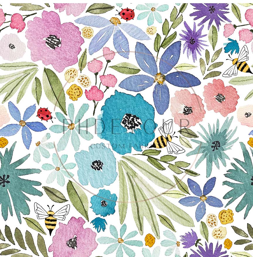PREORDER - Watercolor Rainbow Floral on White - 3280 - Choose Your Base