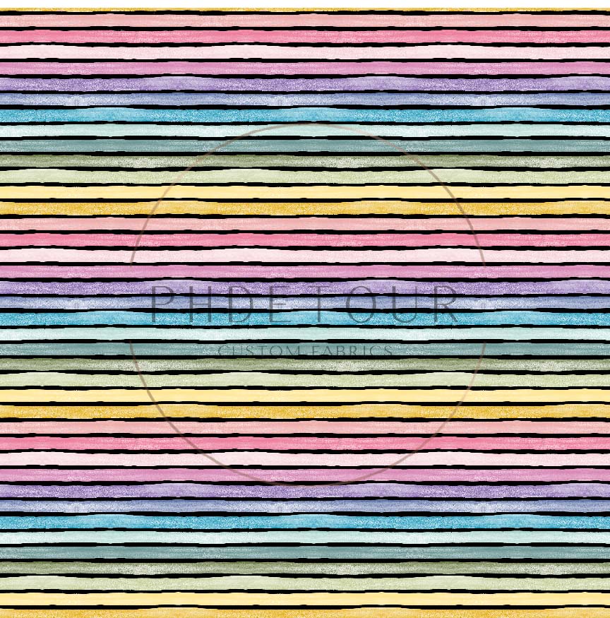 PREORDER - Watercolor Rainbow Narrow Stripes on Black - 3281 - Choose Your Base