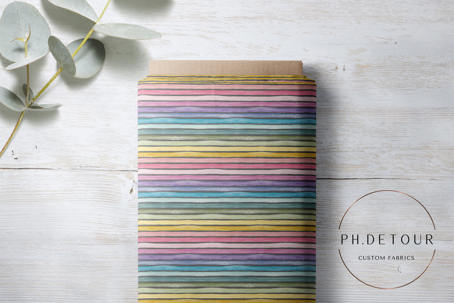 PREORDER - Watercolor Rainbow Narrow Stripes on Charcoal - 3283 - Choose Your Base