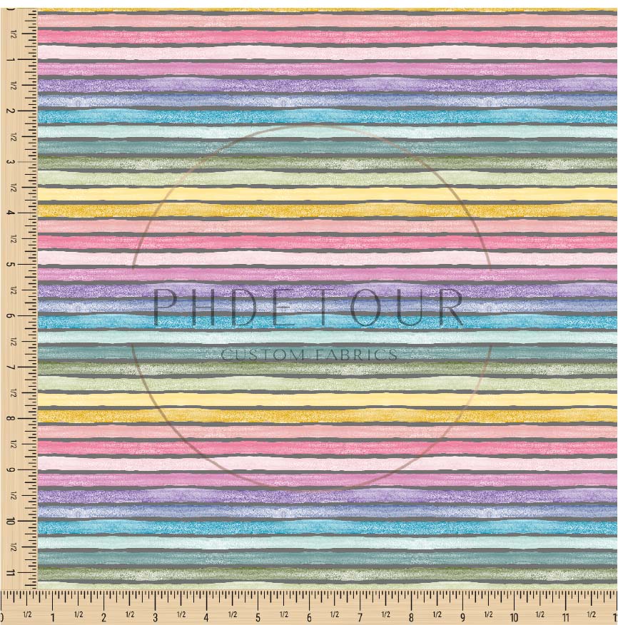 PREORDER - Watercolor Rainbow Narrow Stripes on Charcoal - 3283 - Choose Your Base