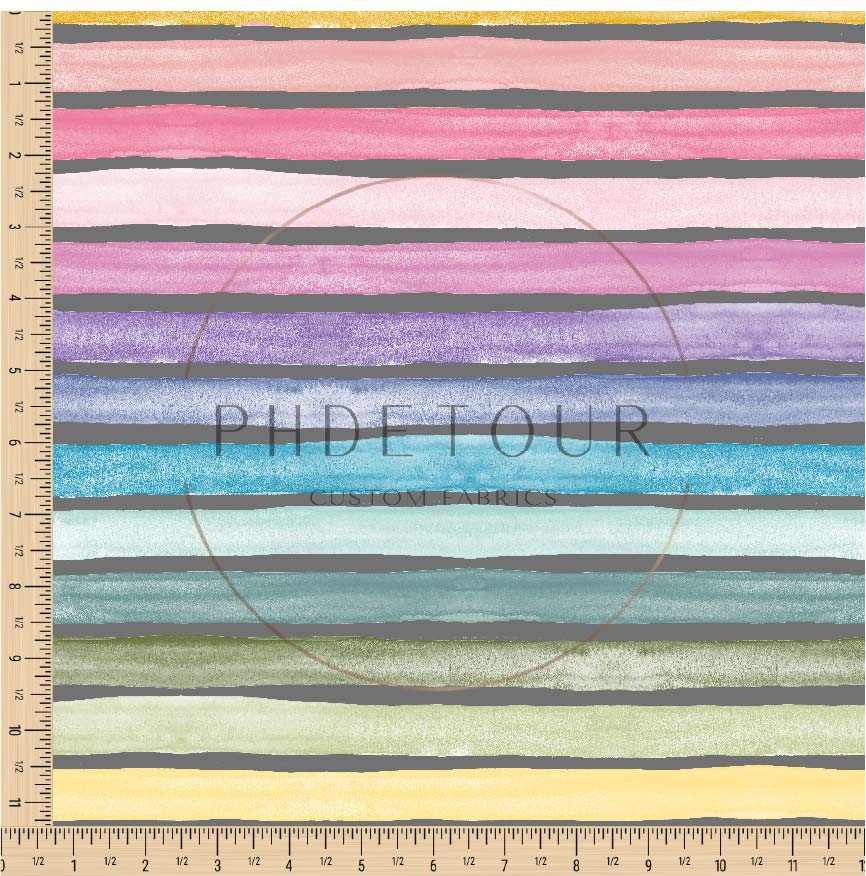 PREORDER - Watercolor Rainbow Wide Stripes on Charcoal - 3292 - Choose Your Base