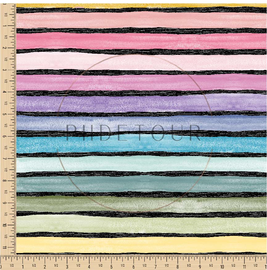PREORDER - Watercolor Rainbow Wide Stripes on Handwoven Texture Black - 3293 - Choose Your Base