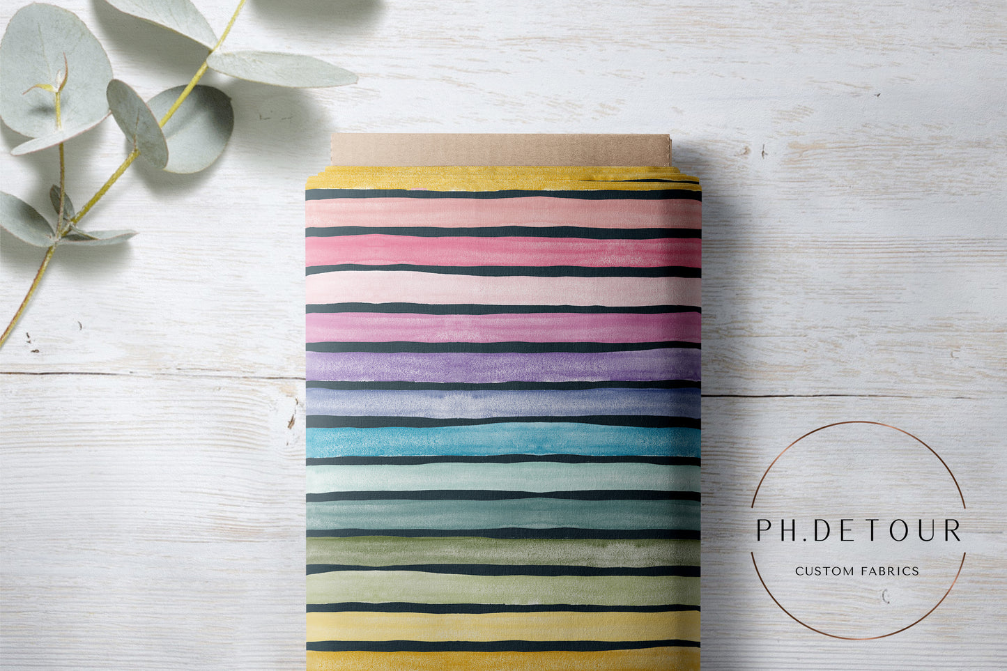 PREORDER - Watercolor Rainbow Wide Stripes on Stone - 3297 - Choose Your Base