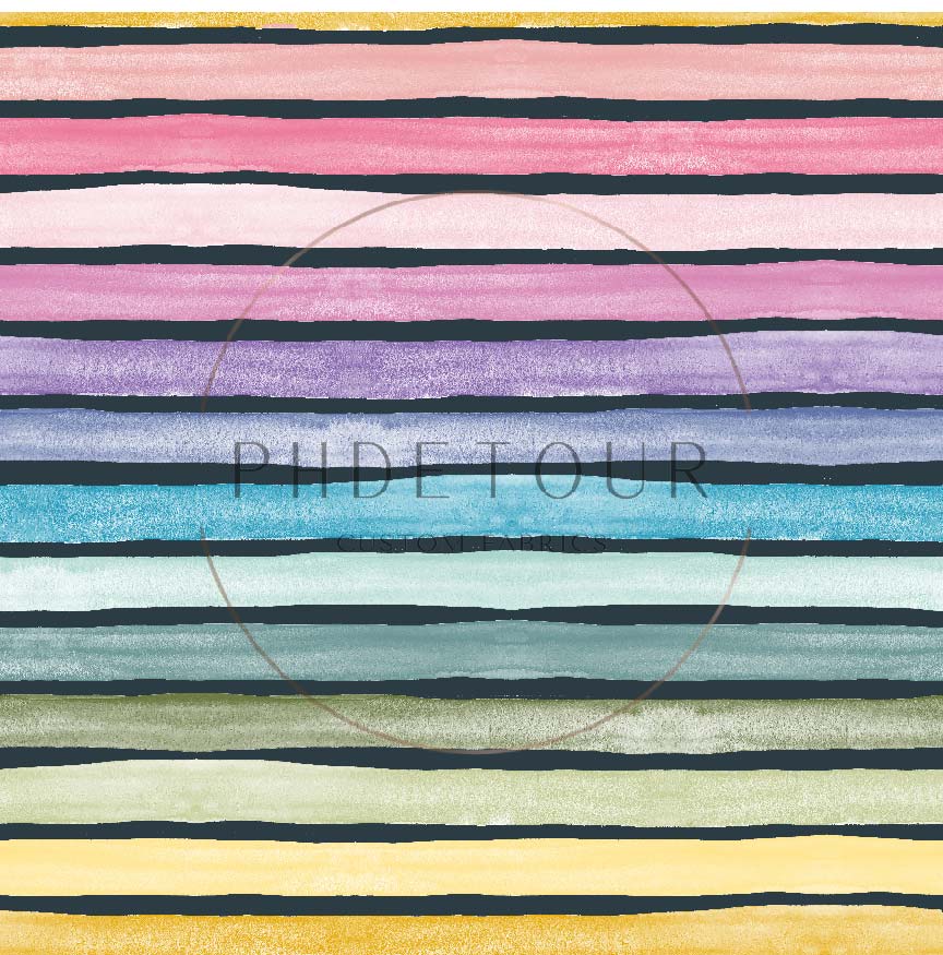PREORDER - Watercolor Rainbow Wide Stripes on Stone - 3297 - Choose Your Base