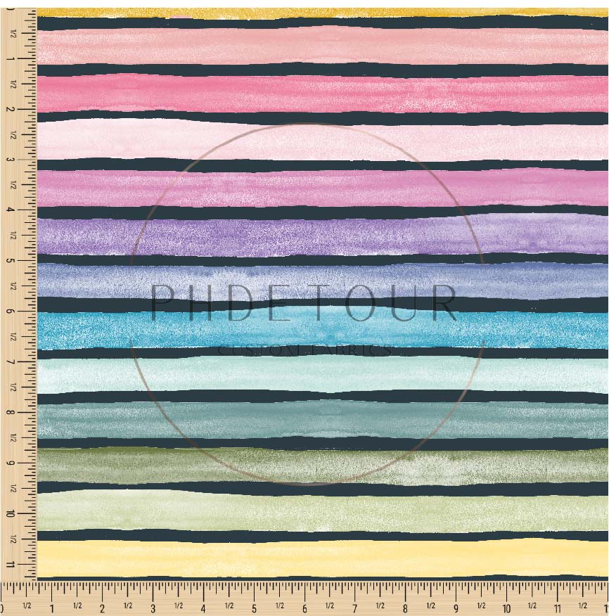 PREORDER - Watercolor Rainbow Wide Stripes on Stone - 3297 - Choose Your Base